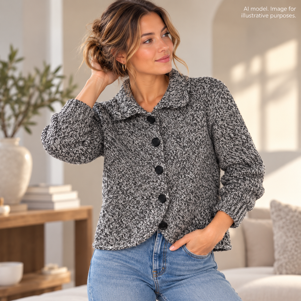 Ann Taylor Cardigan Sweater Womens Small Gray Angora Chunky Knit Button Front